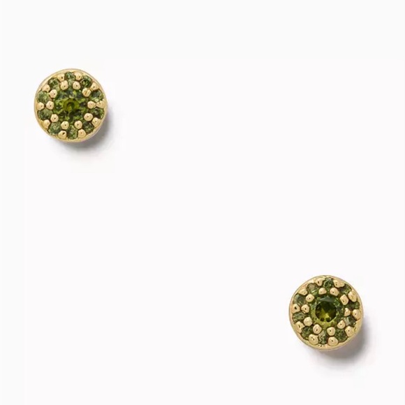 Was 65 KATE SPADE Something Sparkly Pave Stud Earrings Green - 10K Gold - NWT - Picture 9 of 16